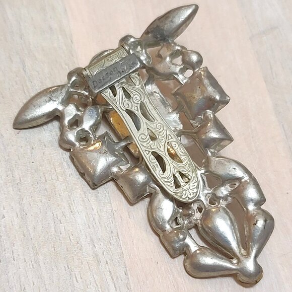 Circa 1930's dress clip, rhinestone dress clip, signed designer Doctor - Picture 3 of 3
